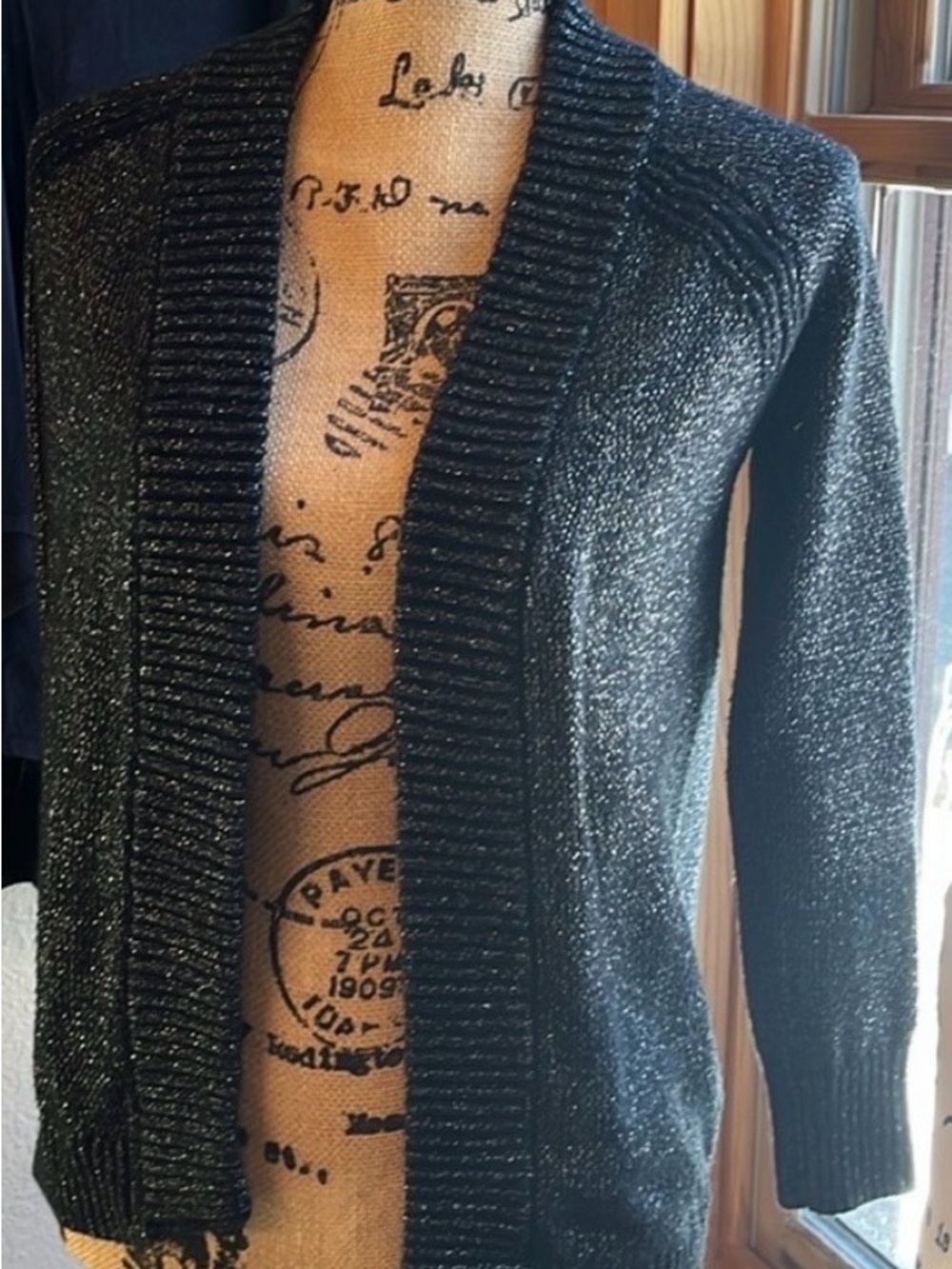 Old Navy Girls black & silver open sweater size large 10/12